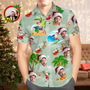 Camisas Hawaianas Con Cara Personalizada, Regalo Personalizado Con Foto, Camisas Navideñas Para Hombre, Vacaciones De Surf, Papá Noel - MyFaceSocksES