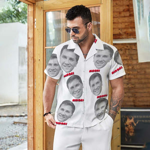 Camisa Hawaiana Con Cara Y Texto Personalizada, Camisa Aloha Con Estampado Completo Para Hombre, Camisa Con Cara Retro, Regalo - MyFaceSocksES