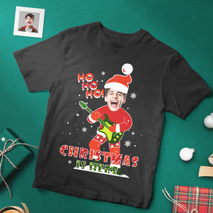 Camiseta Personalizada Con Cara De Navidad, Lindas Camisas Navideñas, Camiseta Con Cara De Papá Noel Mecedora - MyFaceSocksES
