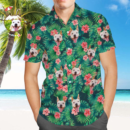 Camisas Tropicales Personalizadas Camisa Hawaiana Con Cara Personalizada Hojas Y Flores Camisa Hawaiana Con Estampado Completo Para Hombres