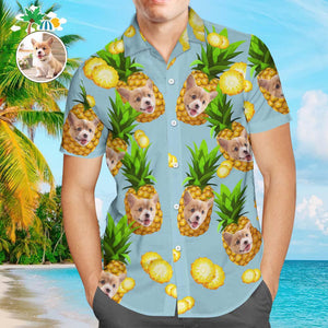 Camisa Hawaiana Con Perro En Él Camisa Hawaiana De Piña Con Cara Camisas Tropicales Personalizadas