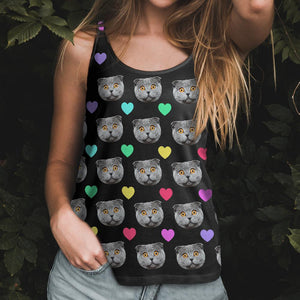 Camiseta Sin Mangas Con Cara Personalizada Gato Con Corazón Colorido - MyFaceSocksES