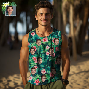 Camiseta Sin Mangas Para Hombre Con Cara Gruesa Personalizada, Flores Rojas - MyFaceSocksES