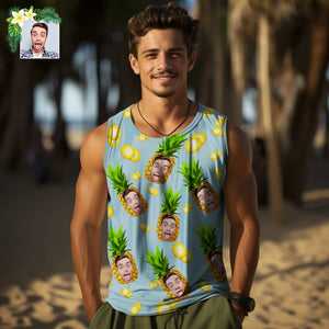 Camiseta Sin Mangas Para Hombre Con Cara Gruesa Personalizada, Piña Grande - MyFaceSocksES