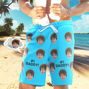 Bañador De Cara Personalizado, Pantalones Cortos De Playa Personalizados, Pantalones Cortos Informales Para Hombre #1 Papá - MyFaceSocksES
