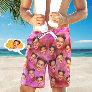 Bañador Para Hombre Con Foto De Cara Personalizada, Pantalones Cortos De Agua Para Verano, Color Rosa - MyFaceSocksES