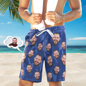 Custom Face Photo Hombres Swim Trunk Water Shorts Summer Tie Dye Azul Oscuro - MyFaceSocksES