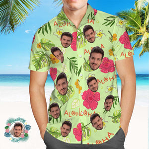 Camisa Hawaiana Con Estampado Integral De Cara Personalizada Camisa Hawaiana Con Flores Aloha - MyFaceSocksES