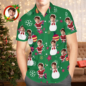 Camisa Hawaiana De Cara Personalizada Bola De Navidad Camisas Navideñas Para Hombres - MyFaceSocksES