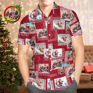 Camisas Hawaianas Con Foto Personalizada Regalo Fotográfico Personalizado Camisas Navideñas Para Hombres Familia Feliz - MyFaceSocksES