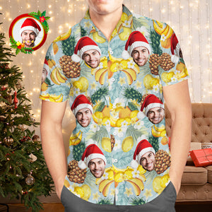 Camisas Hawaianas Con Cara Personalizada, Regalo Fotográfico Personalizado, Camisas Navideñas Para Hombre, Frutas Tropicales - MyFaceSocksES