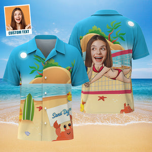 Camisa Hawaiana De Cara Personalizada Texto Personalizado Sand Digger Regalos Para Los Amantes Del Voleibol - MyFaceSocksES