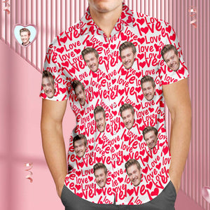 Camisa Hawaiana Con Cara Personalizada Para Hombres Camisa De Amor Totalmente Estampada Regalos Del Día De San Valentín Para Él - MyFaceSocksES