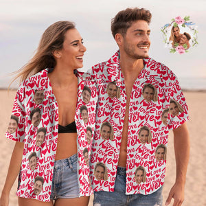 Camisa Hawaiana Con Cara Personalizada, Traje De Pareja, Camisa De Amor Totalmente Estampada, Regalos Del Día De San Valentín - MyFaceSocksES