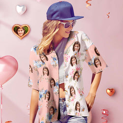 Camisa Hawaiana Con Cara Personalizada Para Mujer, Camisa Con Estampado De Retazos, Regalos Del Día De San Valentín Para Ella - MyFaceSocksES