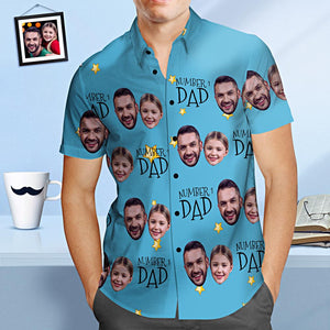 Camisa Hawaiana De Cara Personalizada Número 1 Papá Camisa Personalizada Del Día Del Padre Regalo Para Papá - MyFaceSocksES