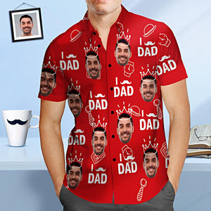 Camisa Hawaiana De Cara Personalizada Amo A Papá Camisa Personalizada Del Día Del Padre Regalo Para Papá - MyFaceSocksES