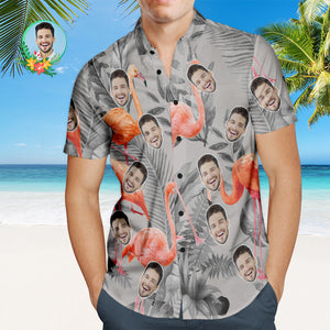 Camisa Hawaiana De Cara Personalizada Camisa Personalizada De Fiesta De Flamencos Con Tu Foto - MyFaceSocksES