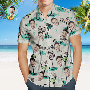 Camisa Hawaiana De Fiesta De Cóctel Personalizada Camisa De Cara Personalizada - MyFaceSocksES
