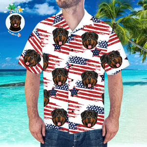 Camisa Hawaiana De Cara Personalizada Camisa Hawaiana De La Bandera De América Para Fiesta En La Playa - MyFaceSocksES