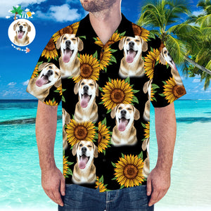 Camisa Hawaiana Personalizada Con Camisa De Girasol Y Hojas De Cara De Esposo Para Fiesta En La Playa - MyFaceSocksES