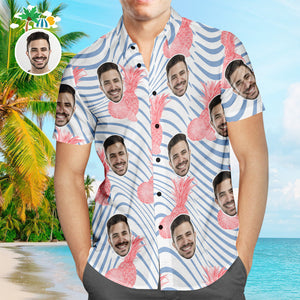 Camisa Hawaiana De Cara Personalizada Camisa De Playa Aloha Personalizada De Piña Pura Para Hombres - MyFaceSocksES