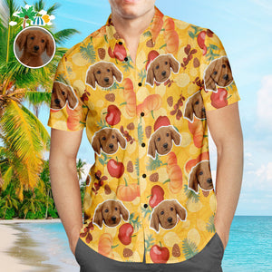 Camisa Hawaiana De Cara Personalizada Calabaza Manzana Popular Para Hombres Estampado Completo Camisa De Playa Hawaiana Regalo De Vacaciones - MyFaceSocksES