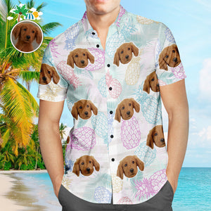 Camisa Hawaiana Con Cara Personalizada, Diseño De Piña, Popular Para Hombres, Con Estampado Completo, Camisa De Playa Hawaiana, Regalo De Vacaciones - MyFaceSocksES