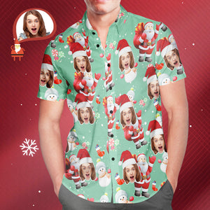 Cara Personalizada Muñeco De Nieve De Navidad Para Hombre Camisa Hawaiana Con Estampado Completo Regalo De Navidad - MyFaceSocksES