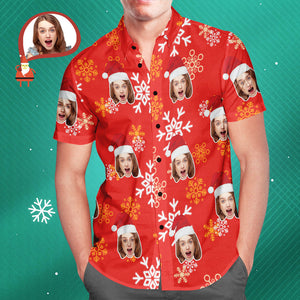 Camisa Hawaiana Personalizada Con Diseño De Copo De Nieve De Navidad Para Hombre, Imprime Tu Propia Camisa Personalizada Para Él - MyFaceSocksES