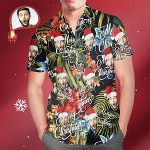 Cara Personalizada De Los Hombres Feliz Navidad All Over Print Fun Christmas Hawaiian Shirts Gift Para Hombres - MyFaceSocksES
