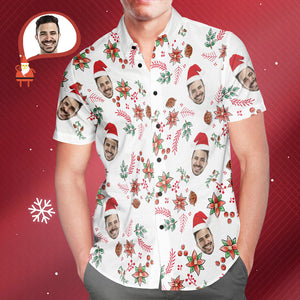 Cara Personalizada Patrón De Navidad Camisas Hawaianas Divertida Foto Personalizada Camisa Hawaiana Para Hombres - MyFaceSocksES