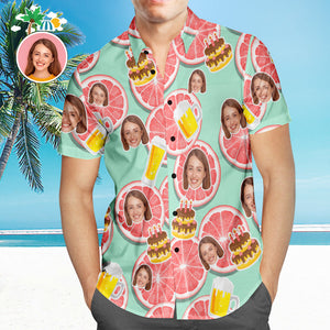 Camisa Hawaiana De Cara Personalizada Camisa De Toronja Maravillosa Camisa De Festival Para Hombre - MyFaceSocksES