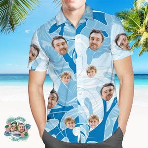 Camisa Hawaiana Con Estampado De Cara Personalizada, Camisa Con Hojas Y Flores Para Fiesta - MyFaceSocksES