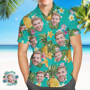 Camisa Hawaiana Con Estampado De Cara Personalizada, Camisas Con Piñas, Regalo Para Él - MyFaceSocksES