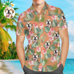 Camisas Hawaianas Personalizadas Para Hombres Cara De Perro Personalizada En Una Camisa Hawaiana Para Amantes De Las Mascotas - MyFaceSocksES