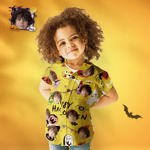 Camisa Hawaiana Personalizada Happy Halloween Con Cara Personalizada Para Niños - MyFaceSocksES