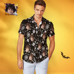 Camisa Hawaiana De Halloween Personalizada Con Estampado De Cara Divertida De Halloween Para Hombre - MyFaceSocksES