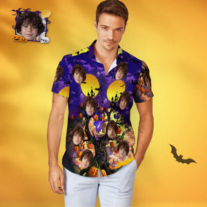 Camisa Hawaiana Personalizada Estilo Halloween Con Cara Personalizada Para Hombre - MyFaceSocksES
