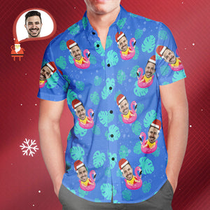 Camisa Hawaiana Personalizada Para Hombre Con Cara De Papá Noel, Fiesta En La Piscina, Regalo De Navidad Personalizado - MyFaceSocksES