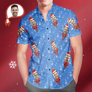 Camisa Hawaiana Con Estampado Completo De Papá Noel De Navidad Con Cara Personalizada Para Hombre Regalo De Navidad - MyFaceSocksES