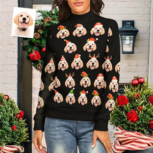 Spandex Personalizado Del Suéter Del Tema Del Animal Doméstico De La Navidad De Las Mujeres De La Cara Cómodo - MyFaceSocksES
