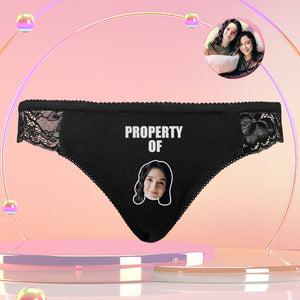 Custom Women Lace Panty Sexy Transparent Panties - Property of XX Personalized LGBT Gifts - MyFaceSocksES