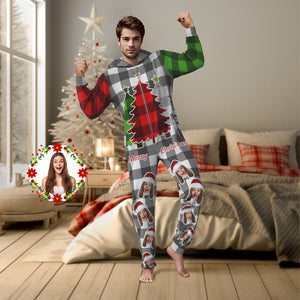 Custom Text Christmas Onesies Pajamas One-Piece Sleepwear Christmas Gift - MyFaceSocksES