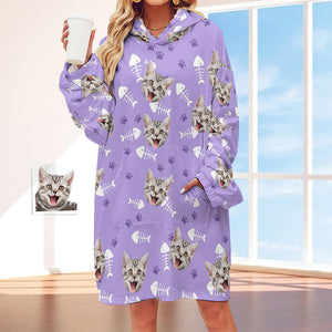 Cara Personalizada Adulto Unisex Manta Con Capucha Manta Personalizada Pijama Regalo Mascota Gato - MyFaceSocksES