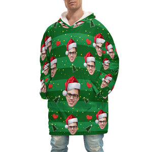 Cara Personalizada Adulto Unisex Manta Con Capucha Manta Personalizada Pijama Regalo Feliz Navidad Para Hombres - MyFaceSocksES