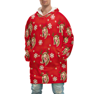 Cara Personalizada Adulto Unisex Manta Con Capucha Manta Personalizada Pijama Regalo Navidad Elk Para Hombres - MyFaceSocksES