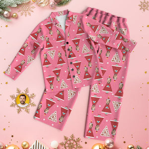 Pijamas De Casa De Navidad De Cara Personalizada, Pijamas De Papá Noel Rosa Personalizados, Conjunto De Hombres Y Mujeres, Regalo De Navidad - MyFaceSocksES