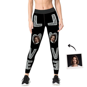 Calzas De Talle Bajo Con Diseño Personalizado De Face Love Pantalones De Yoga Con Foto Personalizada - MyFaceSocksES