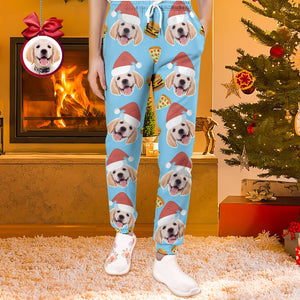 Pantalones De Chándal De Navidad Con Cara Personalizada Joggers Unisex Con Pizza Y Hamburguesa - MyFaceSocksES